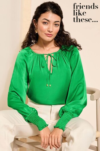 All Boots & Wellies Green Tie Neck Long Sleeve Blouse (508657) | £35
