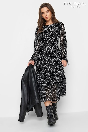 PixieGirl Petite Black Spot Mesh Dress (508694) | £38