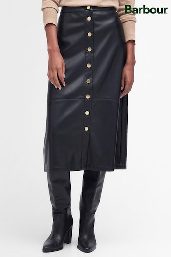 Barbour® Black Alberta Faux Leather Longline Skirt (508797) | £75