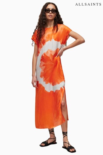 AllSaints Orange Etta Mariana Dress (508824) | £199