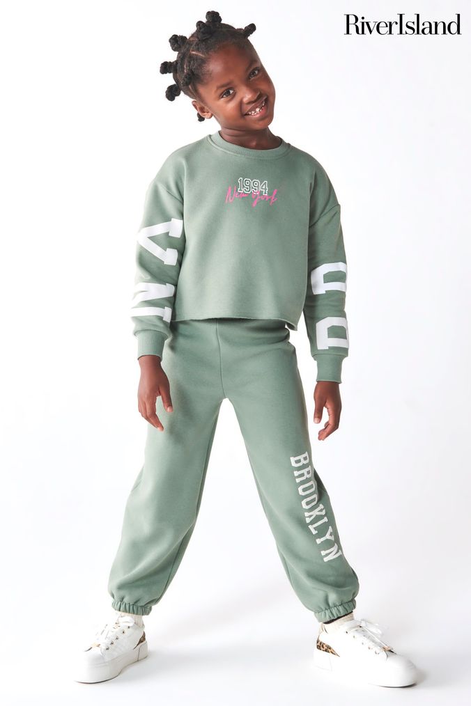 Buy Girls Sweat Top Jogger Sets Green Outfits Online Next UK