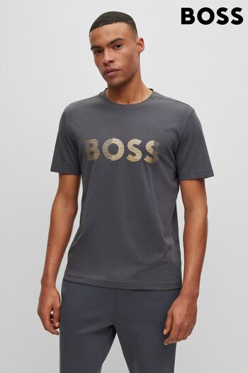 BOSS Grey Logo Artwork T-Shirt in Cotton Jersey (508946) | £59