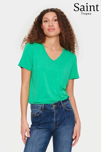 Saint Tropez Green Adelia Short-Sleeve V-Neck T-Shirt (509594) | £30