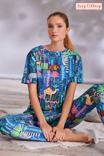 Blue Lucy Tiffney at JuzsportsShops Cotton Short Sleeve Pyjamas (509670) | £26