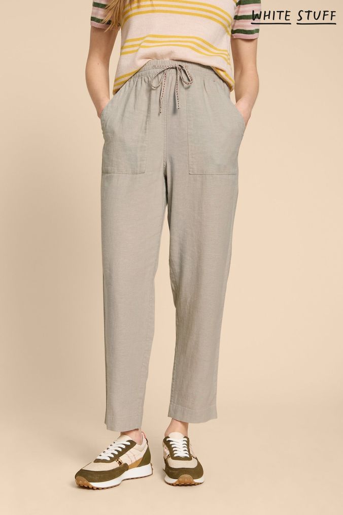 Buy Women s Natural Linen Trousers Online Next UK