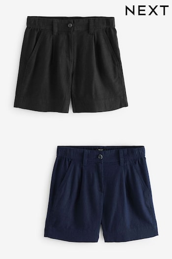 Black/Navy Blue Linen Blend Boy Shorts 2 Pack (509922) | £30