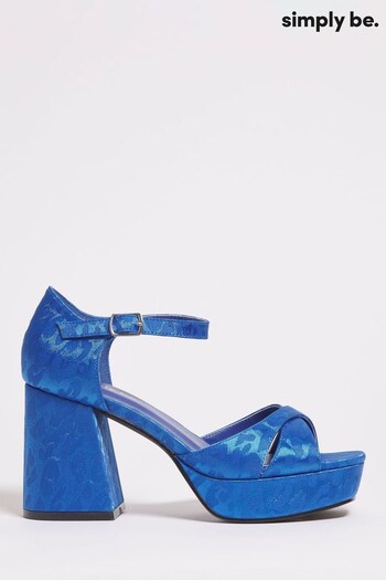 Simply Be Blue Cross Front Platform Sandals In Wide Fit (509928) | £35