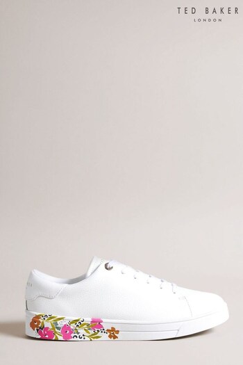 Ted Baker Sheliie Floral Sole Leather Cupsole White Trainers (509929) | £110
