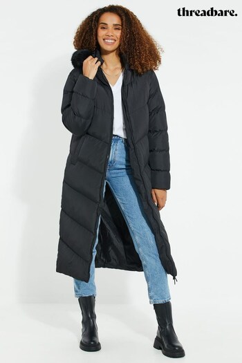 Threadbare Black Longline Hooded Padded Jacket (509956) | £60