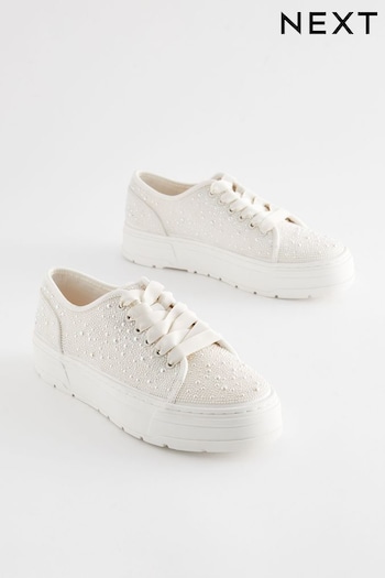 White/Gold Forever Comfort® Cleated Sole Chunky Trainers (510241) | £45