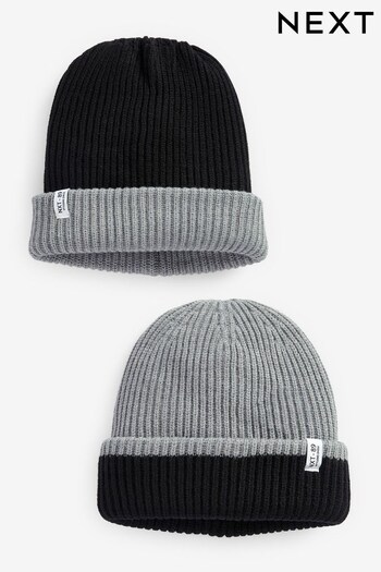 Black/Grey Reversible Knitted Beanie Hat (1-16yrs) (510326) | £6 - £10