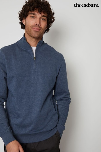 Threadbare Blue Patrick Zip Neck Sweatshirt (510347) | £22