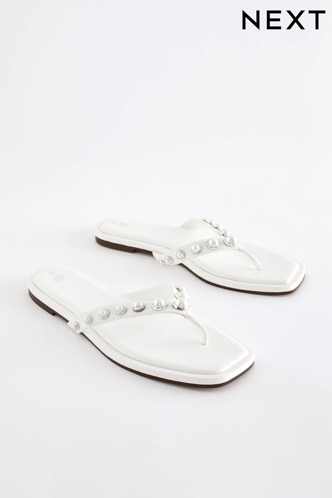 Next white hot sale flip flops