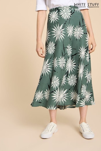 White Stuff Green Clemence Linen Blend Skirt (510407) | £59