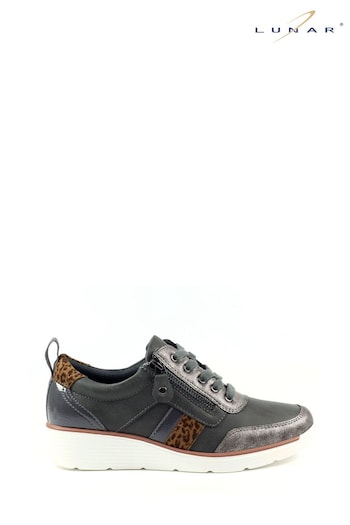 Lunar Grey Rome Faux Leather Trainers (510429) | £45