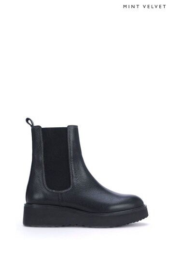 Mint Velvet Black Wedge Sole Ankle Boots (510601) | £159