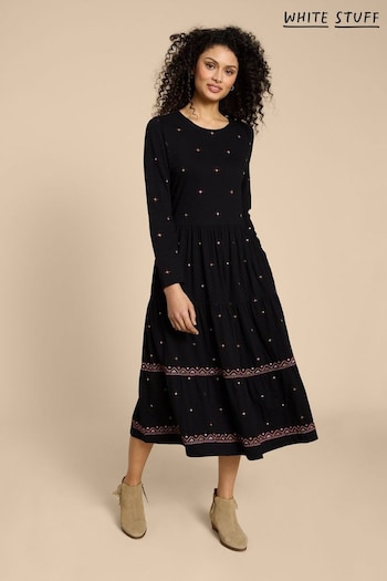 White Stuff Black Poppy Embroidered Jersey Dress (510716) | £69