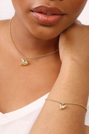 Caramel Jewellery London Gold Tone Heart Necklace And Bracelet Set (510777) | £24