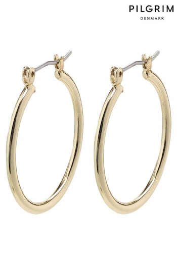 PILGRIM Gold Plated Layla Large Hoop Earrings 38mm (510909) | £15