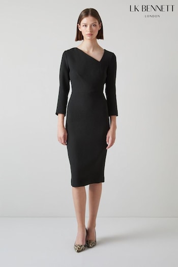 LK Bennett Alexis Black Wool Crepe Shift Dress (510949) | £359