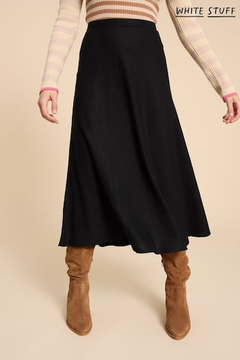 White Stuff Black Clemence Linen Blend Skirt (511020) | £59