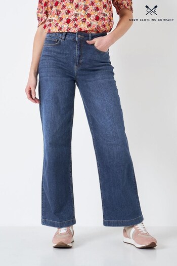 Crew Clothing Company Blue Cotton Wide Leg Jeans (511287) | £69