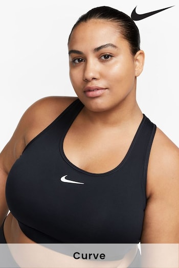 Nike shop Black Curve Swoosh Medium Support Sports Bra (511427) | £40
