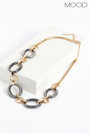 Mood Golden Crystal And Polished Link Short Necklace (511460) | £28