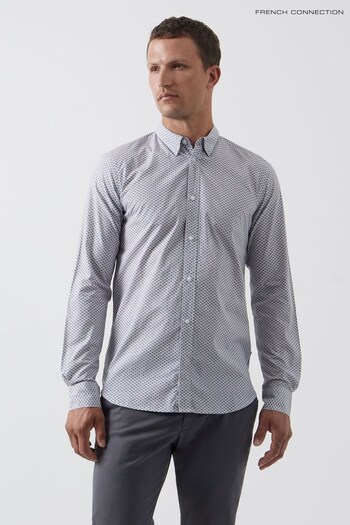 French Connection White Micro Dot Long Sleeve Shirt (511607) | £35