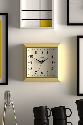 Jones Clocks Yellow A Retro Squar Wall Clock (511691) | £30