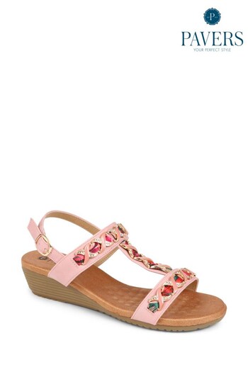 Pavers Pink Embellished Sandals 3BK (511695) | £35