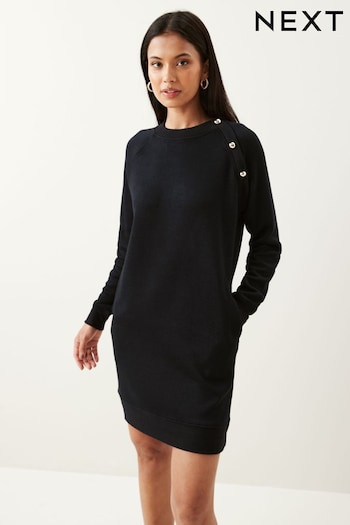 Black Soft Touch Plein Zip Detail Jumper Dress (511762) | £38