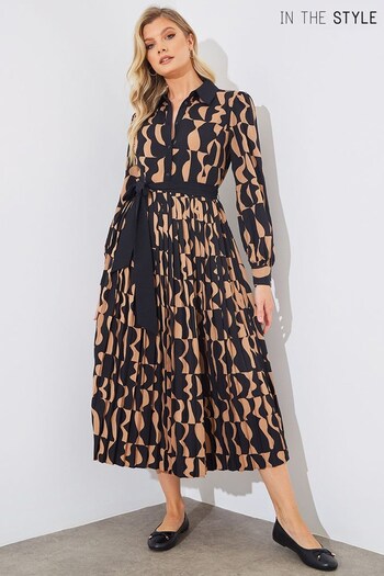 In The Style Brown Pleated Skirt Maxi Dress (511941) | £45