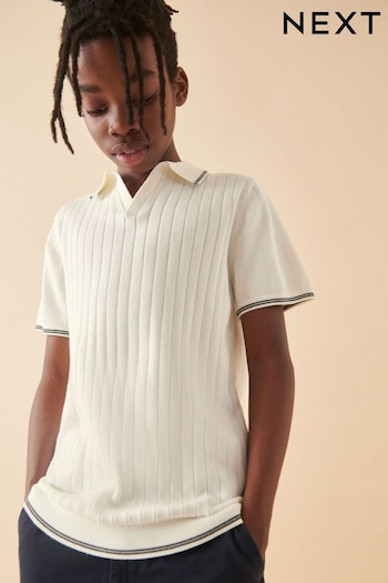 White Tan Polo Short Sleeve Trophy Neck Jumper (3-16yrs) (512319) | £12 - £17