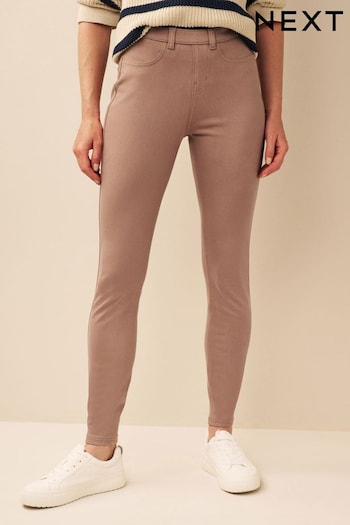 Taupe Brown Jersey Denim Leggings Sequined (512356) | £25