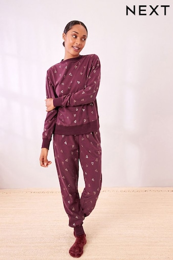 Berry Red Heart Foil Supersoft Cosy Pyjamas (512359) | £28