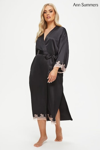 Ann Summers Sorella Satin Maxi Black Robe Dressing Gown (512389) | £40