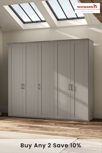 Wiemann Pebble Grey Truro 5 Door Wood Semi Fitted Wardrobe (512780) | £1,540