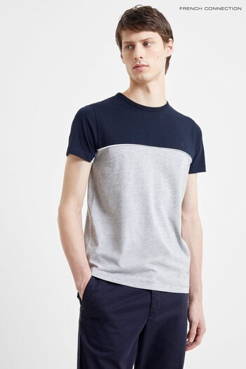French Connection Navy/Grey Block Piping T-Shirt (512783) | £20