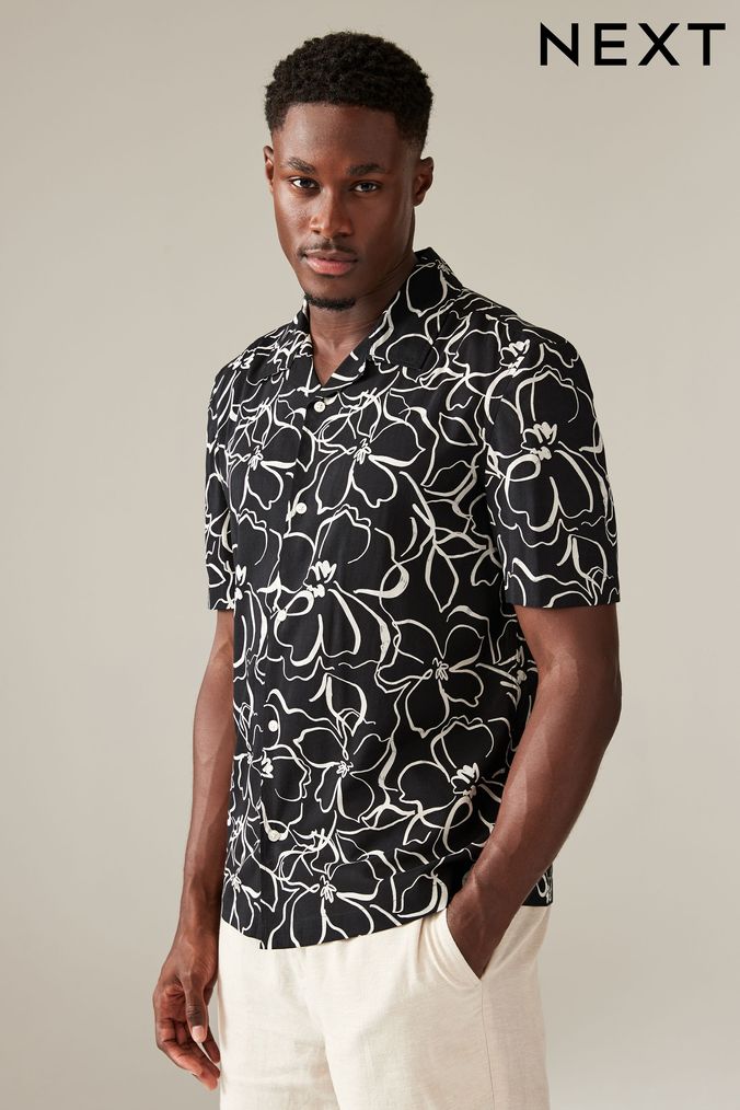 Mens Short Sleeved Printed Shirts Mens Oxford Shirts Next UK