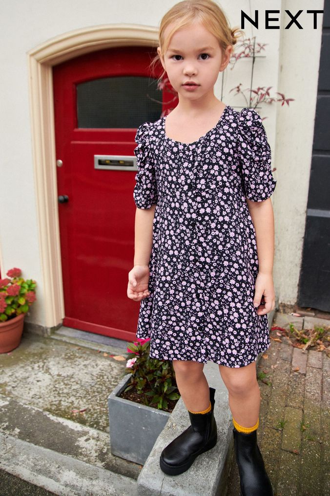 Girls black casual dress sale