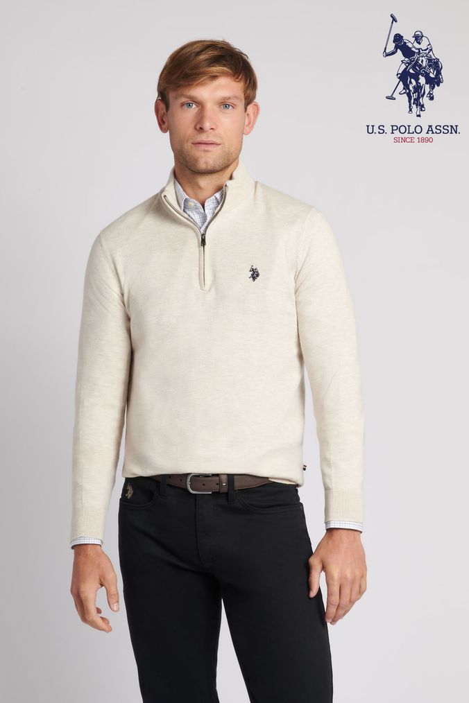 Mens cream quarter zip sweater hot sale