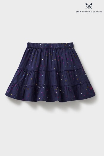 Crew Clothing Company Dark Blue Stripe Cotton Flared Skirt (513235) | £26 - £30