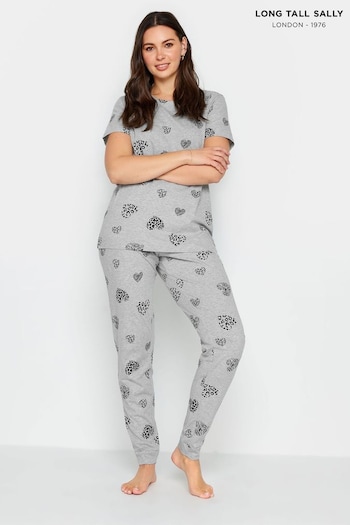 Long Tall Sally Grey Animal Heart Print Pyjama Set (513243) | £29