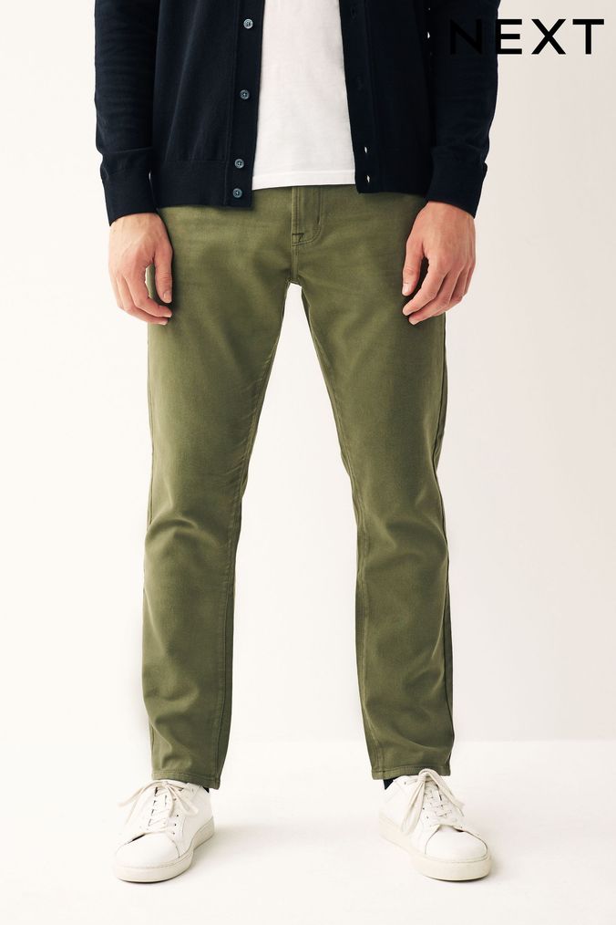 Men s Green Khaki Jeans Slim Straight Fit Jeans Next