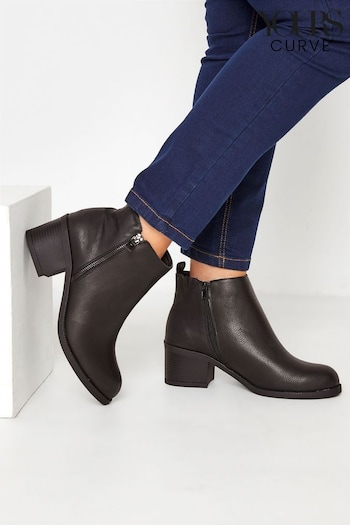 Yours Curve Black Wide Fit Side Zip Block Heels (513725) | £43