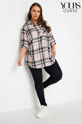 Yours Curve Pink Checked Overhead Shirt (513729) | £28