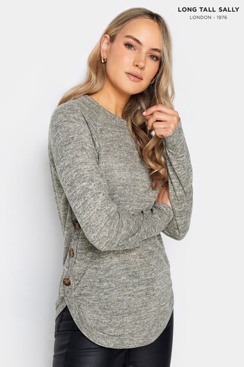 Long Tall Sally Grey Stone Button Side Jumper (513854) | £29