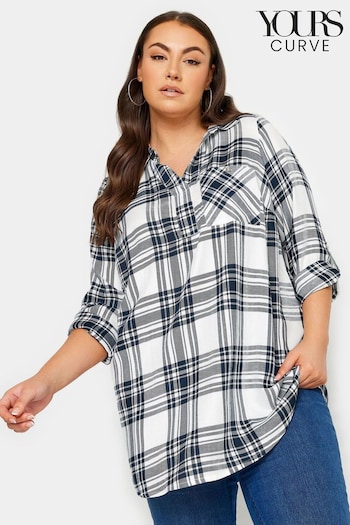 Yours Curve Blue Checked Overhead Shirt (514151) | £28