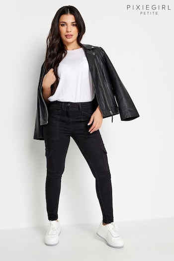 PixieGirl Petite Black Pocket Detail Cargo Skinny Jeans (514284) | £45